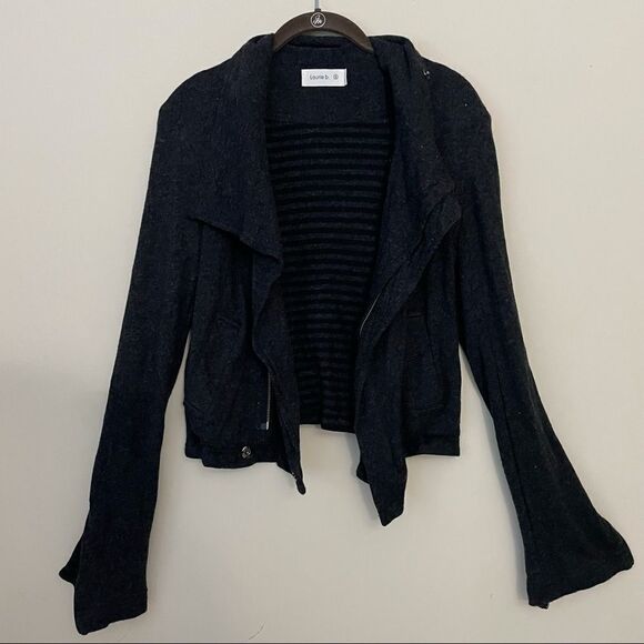 LAURIE B. SOFT KNIT MOTO SWEATER‎ JACKET FULL ZIP silk/cashmere blend sz Small - Picture 2 of 9